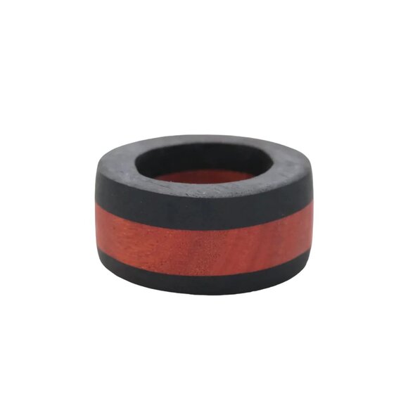 Ebony and Red Acacia Wood Ring - Size 9 - Handmade by IO - Picture 1 of 4